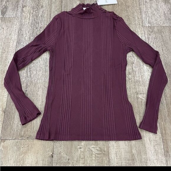 NWT Joie Lanigan Long Sleeve cotton top in Burnt Currant - Picture 3 of 15